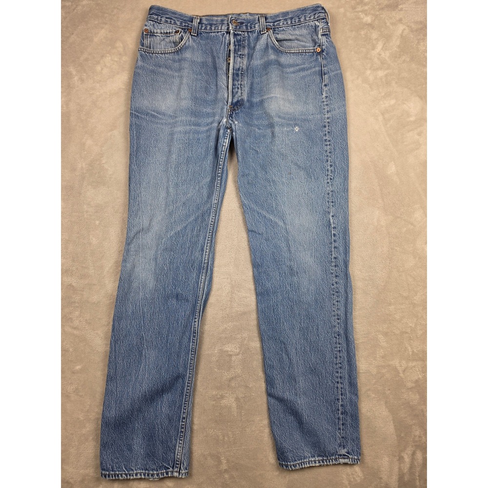 Vintage Levi's 501 Jeans Mens 38x34 Fit 36x34 Blue USA Made Button Fly Denim 80s